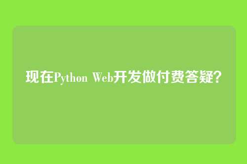现在Python Web开发做付费答疑？