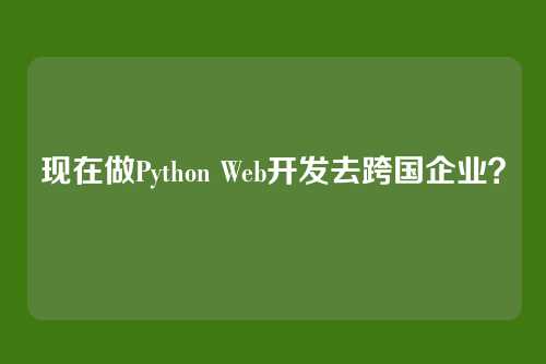 现在做Python Web开发去跨国企业？