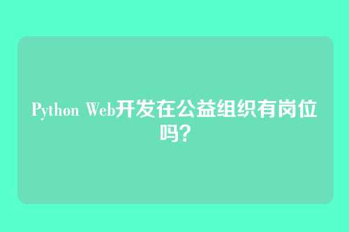 Python Web开发在公益组织有岗位吗?