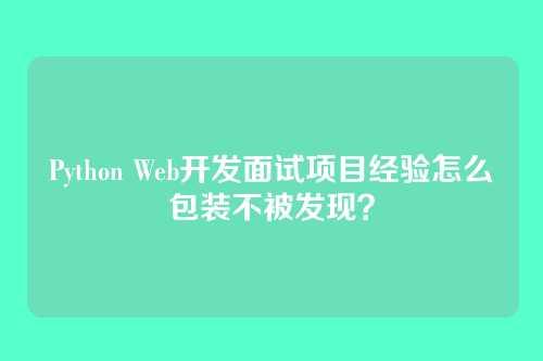 Python Web开发面试项目经验怎么包装不被发现？