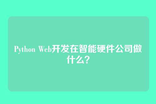 Python Web开发在智能硬件公司做什么？