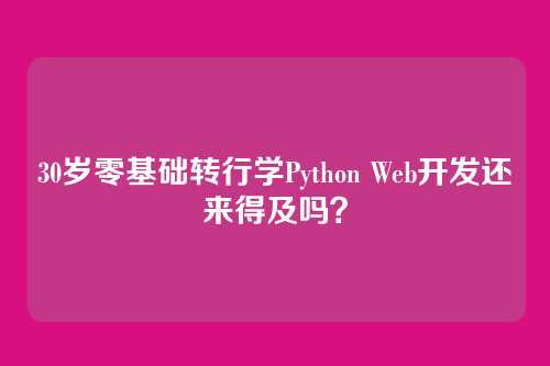 30岁零基础转行学Python Web开发还来得及吗?