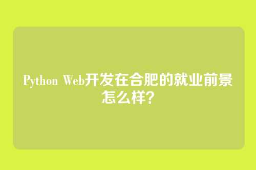 Python Web开发在合肥的就业前景怎么样？
