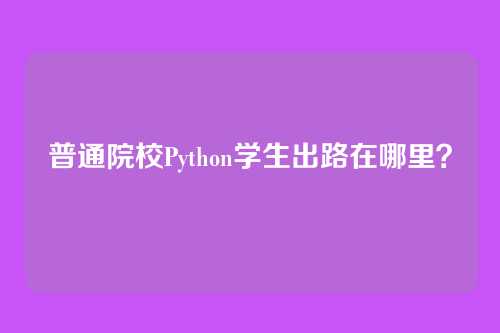 普通院校Python学生出路在哪里?