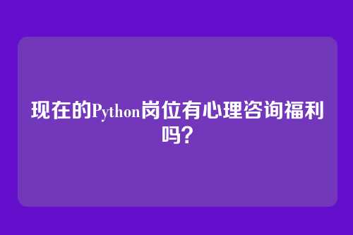 现在的Python岗位有心理咨询福利吗？