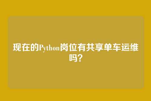 现在的Python岗位有共享单车运维吗？