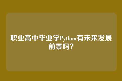 职业高中毕业学Python有未来发展前景吗？