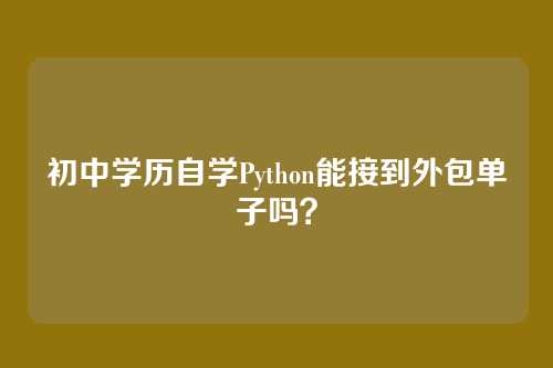 初中学历自学Python能接到外包单子吗？