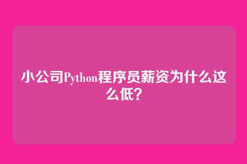 小公司Python程序员薪资为什么这么低？