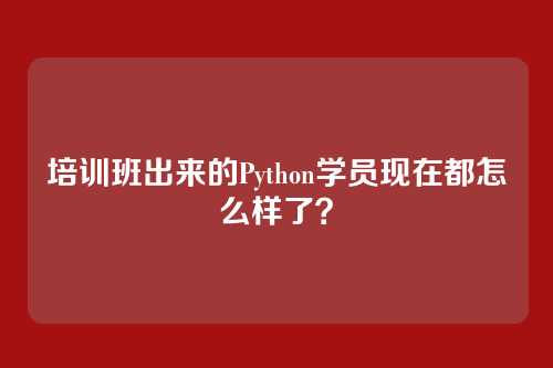 培训班出来的Python学员现在都怎么样了？