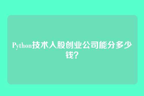 Python技术入股创业公司能分多少钱？