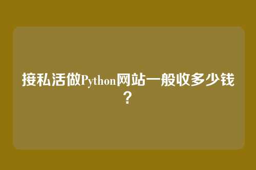 接私活做Python网站一般收多少钱？