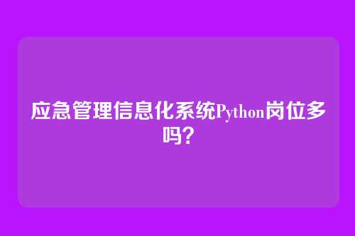 应急管理信息化系统Python岗位多吗？