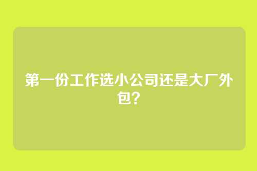 第一份工作选小公司还是大厂外包？