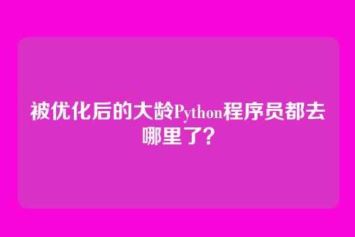 被优化后的大龄Python程序员都去哪里了？