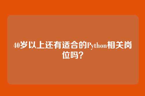 40岁以上还有适合的Python相关岗位吗？