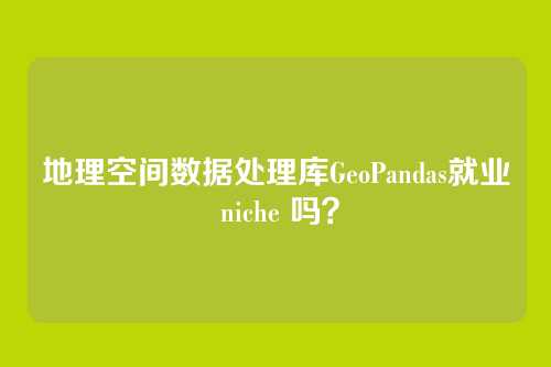 地理空间数据处理库GeoPandas就业 niche 吗？