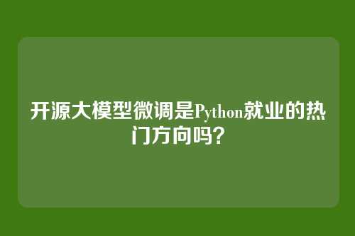 开源大模型微调是Python就业的热门方向吗？