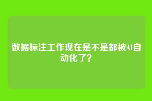 数据标注工作现在是不是都被AI自动化了？