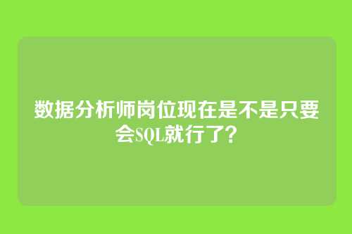 数据分析师岗位现在是不是只要会SQL就行了？