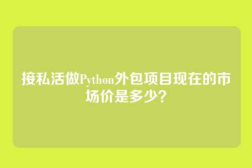 接私活做Python外包项目现在的市场价是多少？
