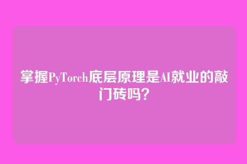 掌握PyTorch底层原理是AI就业的敲门砖吗？