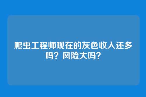 爬虫工程师现在的灰色收入还多吗？风险大吗？