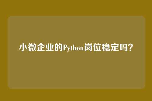 小微企业的Python岗位稳定吗？