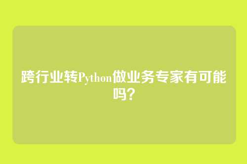 跨行业转Python做业务专家有可能吗？