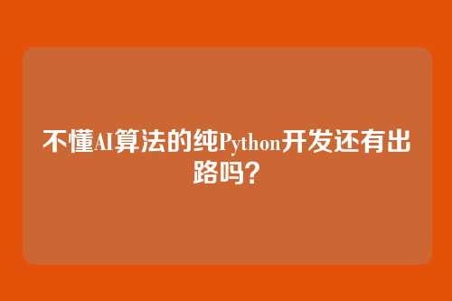不懂AI算法的纯Python开发还有出路吗？