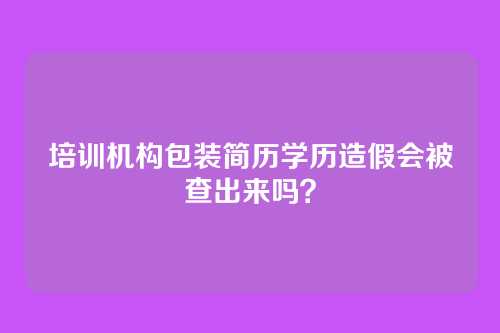 培训机构包装简历学历造假会被查出来吗？