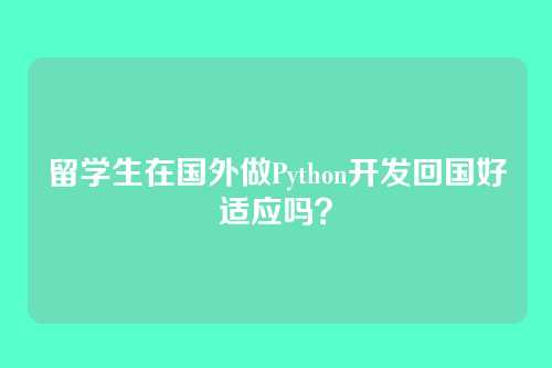 留学生在国外做Python开发回国好适应吗？