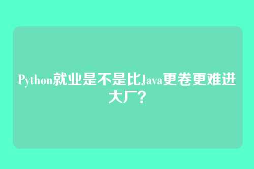 Python就业是不是比Java更卷更难进大厂？