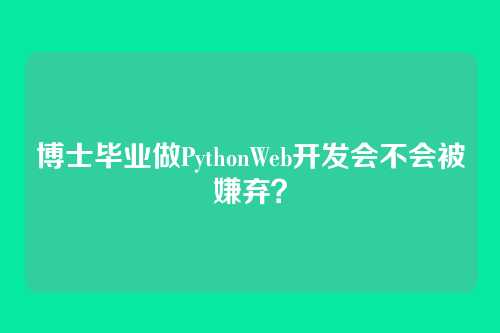 博士毕业做PythonWeb开发会不会被嫌弃？