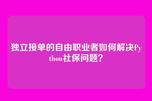 独立接单的自由职业者如何解决Python社保问题？