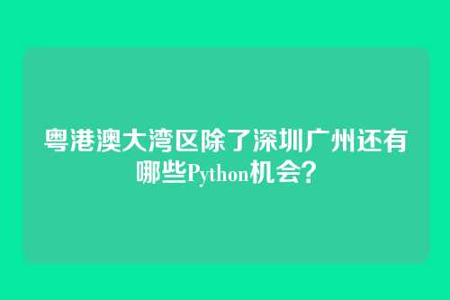 粤港澳大湾区除了深圳广州还有哪些Python机会？