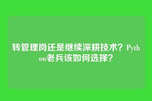 转管理岗还是继续深耕技术？Python老兵该如何选择？