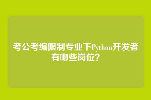 考公考编限制专业下Python开发者有哪些岗位？