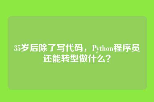 35岁后除了写代码，Python程序员还能转型做什么？