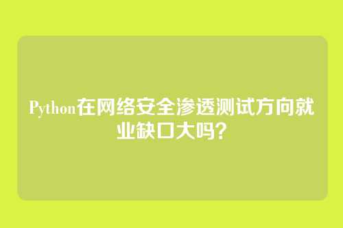 Python在网络安全渗透测试方向就业缺口大吗？