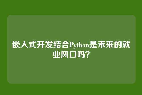 嵌入式开发结合Python是未来的就业风口吗？
