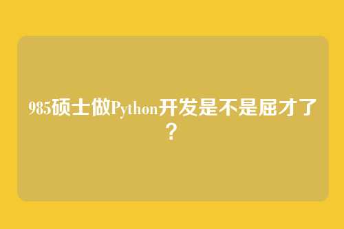 985硕士做Python开发是不是屈才了？