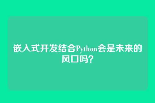 嵌入式开发结合Python会是未来的风口吗?