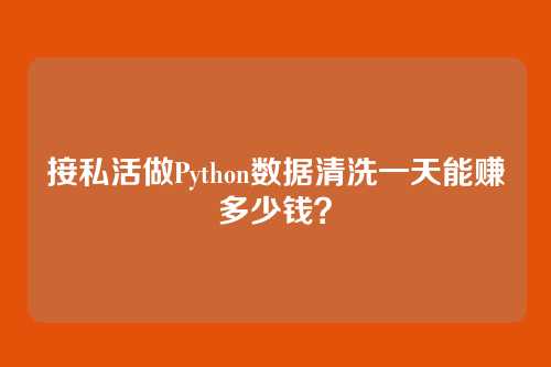 接私活做Python数据清洗一天能赚多少钱?