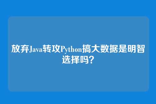放弃Java转攻Python搞大数据是明智选择吗?