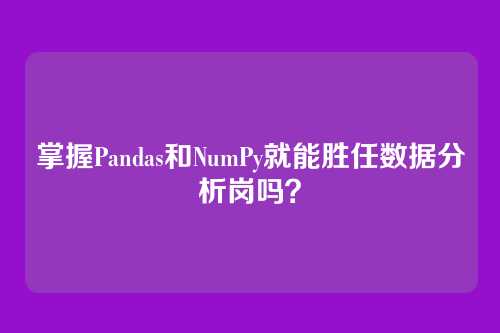 掌握Pandas和NumPy就能胜任数据分析岗吗?