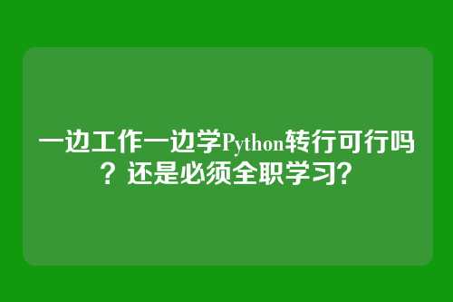 一边工作一边学Python转行可行吗?还是必须全职学习?