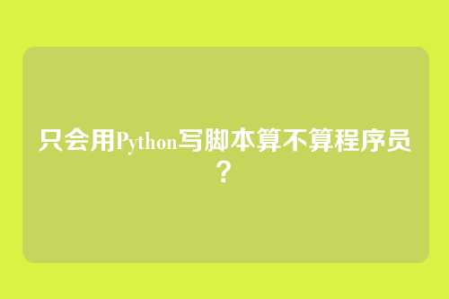 只会用Python写脚本算不算程序员?