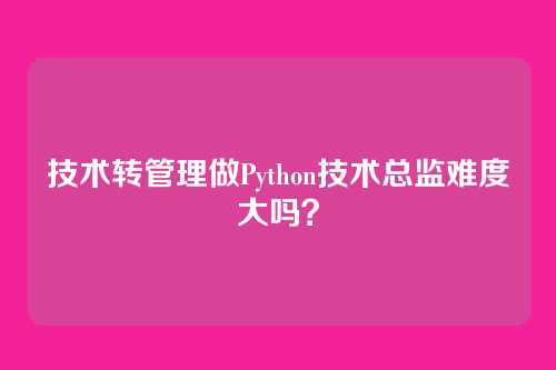 技术转管理做Python技术总监难度大吗?