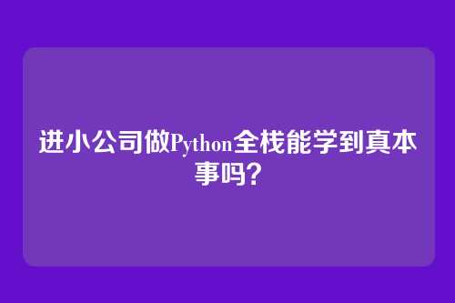 进小公司做Python全栈能学到真本事吗?
